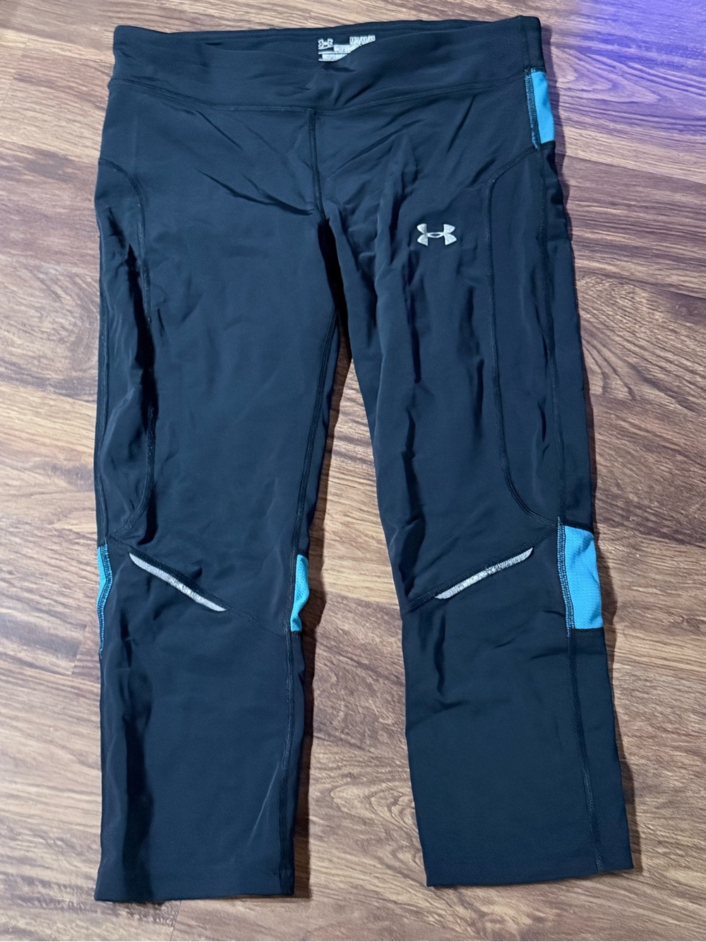 Under Armour Women's Black Capri Leggings with Blue Accents